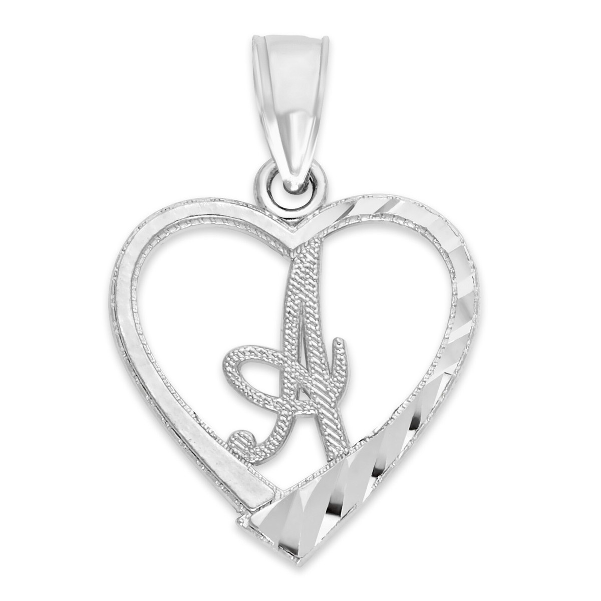 925 Sterling Silver Initial in Heart Pendant, Personalized Letter Charm  Jewelry