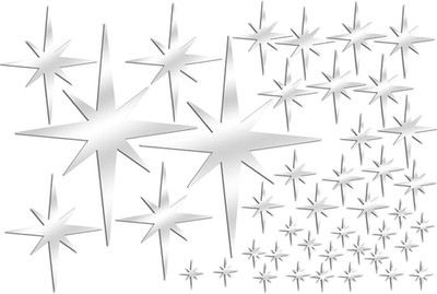42 Stück Star Wohnzimmer Wandaufkleber, Wasserfeste Wandaufkleberspiegel Wandtat