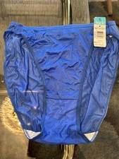 Vanity Fair NWT Vintage Sheer Bright Blue Nylon High Waist Panties Size 5 NOS
