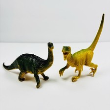 Vtg 1999 Dinosaur Figures Apatosaurus Velociraptor Plastic Lot Of 2