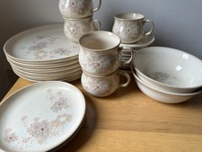 Vintage Denby Sandalwood stoneware 22 piece dinner and tea set, made in England.