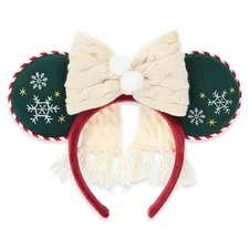 Tokyo Disney Resort  Minnie Ear Velvety Headband Knit Ribbon Christmas US SHIP