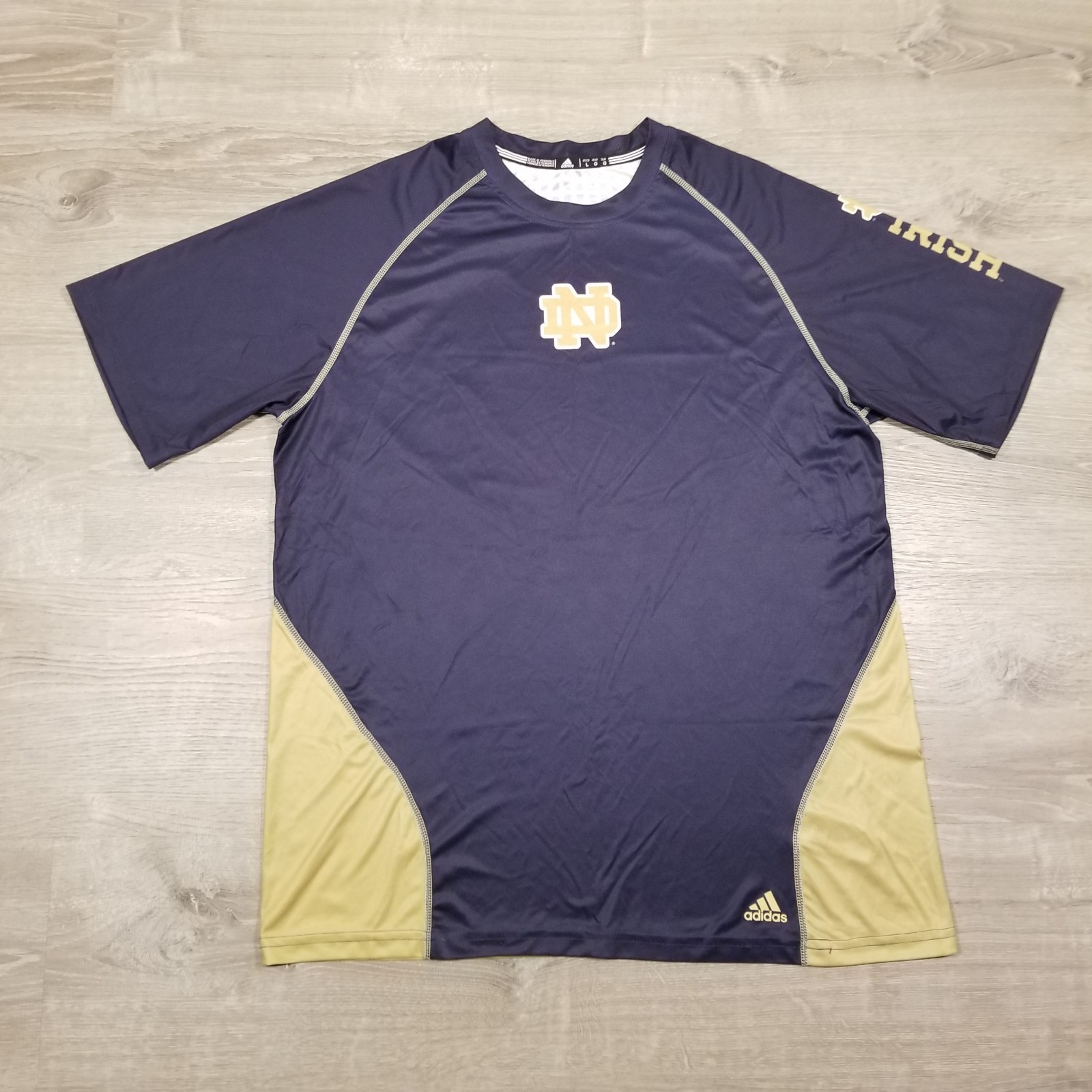 Notre Dame Fighting Irish Adidas Climalite Team Training Jersey Shirt Mens Large