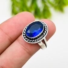 Blue Topaz Gemstone 925 Sterling Silver Ring Handmade Jewelry Ring Gift For