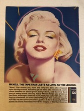 1987 Maxell VHS Tapes Marilyn Monroe Vintage Print Ad Advert pa19