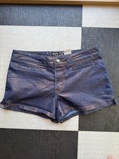 Vintage Y2K XOXO Metallic Denim Shorts Made in USA Low Rise Stretch Jean Shorts
