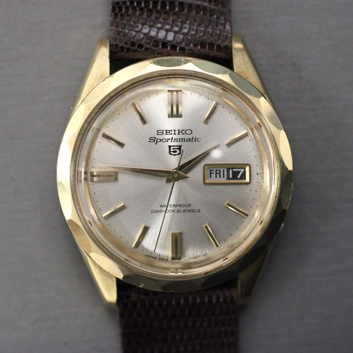 Nice Vintage Running Seiko Sportsmatic 5 6619A Diashock 21 Jewel
