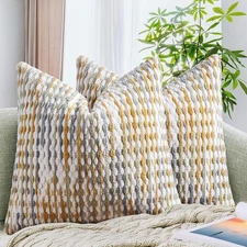 Set of 2 Boho Chenille Pillow Cover Decorative Tufted Pillowcase for Couch Be...