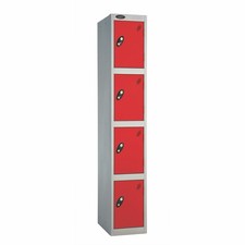Metal Lockers 4 Door Storage Cupboard Red & Grey Assembled Metal