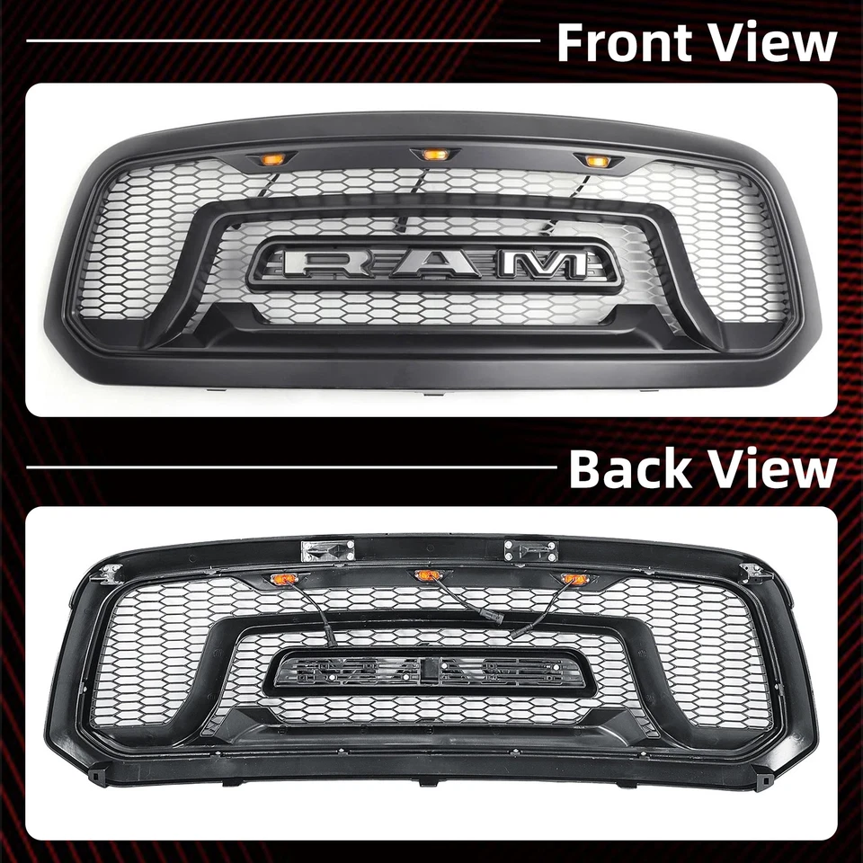 Grill for 2013-2018 Dodge Ram 1500 Front Grille Upper Bumper Mesh + Letters LED Foto 4 de 4