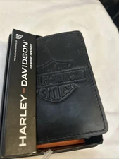 Harley-Davidson NWT Black Trifold & Card Holder Sleek Design -Has Some Box Marks