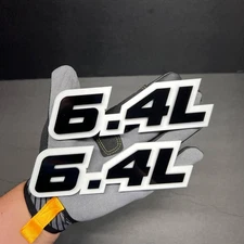 2x Black White 6.4L Emblems 6.4L  Side Fender Badge 3D for 6.4L Emblem