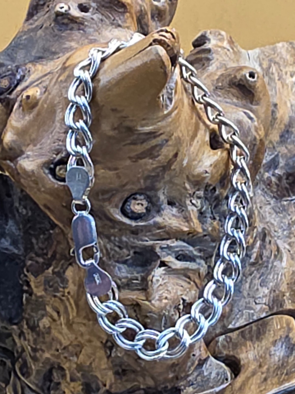 Sterling Silver 7mm Solid Double Link Charm Brace… - image 2