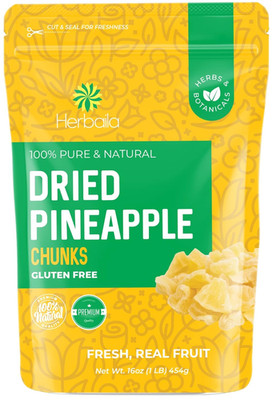 Herbaila Dried Pineapple Chunks, 1 Pound. Dehydrated Pineapple Chunk, Dehydrated