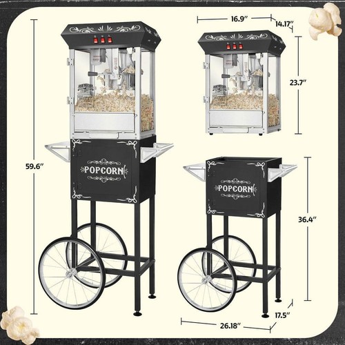 GREAT NORTHERN Foundation Series 850-Watt 8 oz. Black Hot Oil Popcorn Machine - Picture 7 of 8