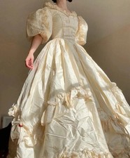 Vintage Romantica of Devon Wedding Dress Size 12 Cream Puff Sleeve Ball Gown