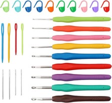 Crochet Hooks Set Clover Amour Steel Pastel 14 Pcs Ergonomic Easy Grip Bright
