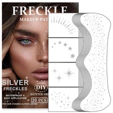 20PCS Glitter Freckles Face Tattoo Sparkle Rave Silver
