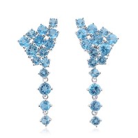 Cavill Topas OhrhäNger 5,22Ct 925 Silber Rhodiniert Blau Elegant