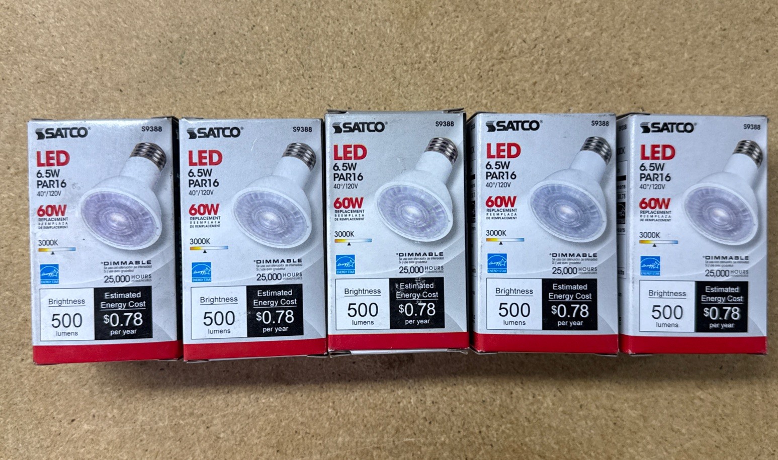 Satco S9388 LED Reflector Bulb 6.5W =60W PAR16 3000K Warm Wh