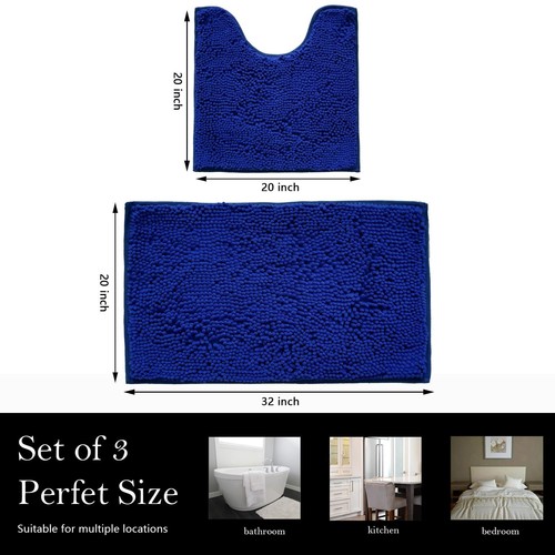 Bathroom Rugs Chenille Bath mat 2 Piece Set, Super Absorbent, Strong PVC Non ... - Picture 8 of 9