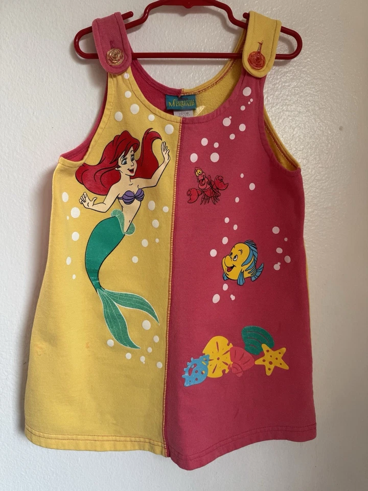 Vestido Ariel Sirenita Disney Vintage Años 90 6X Hecho en EE. UU. Platija Sebastian Foto 2 de 4