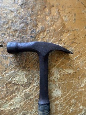 Very Rare Vintage Estwing Electrician s Hammer Long Neck Stacked Leather Handle