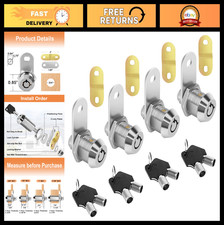 Keyed Alike Cam Locks 5/8" RV Storage Lock Set - 4PCS with 8 Keys, Chrome Finish