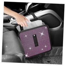 Bling Car Trash Can with Rhinestone,Foldable Car Garbage Can for in Pink