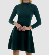 BCX Women's Juniors' Green Tie-Neck 3/4-Sleeve Sweater Dress Size Small