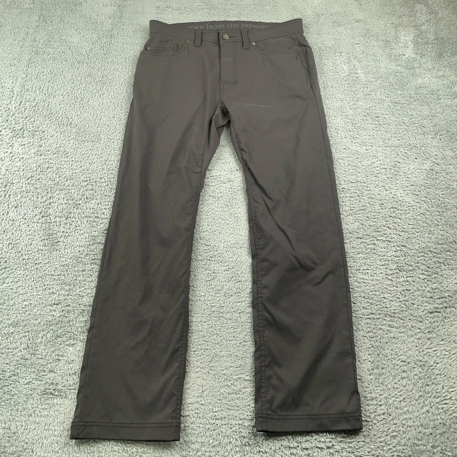 Prana Pants Mens 32 Gray Brion Slim Fit Hiking Outdoor Travel Stretch Casual