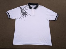 Vtg 90s Crystal Springs White Polo Shirt Abstract Racing XL Made in USA