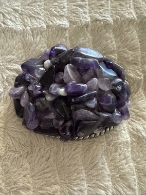 Women s Amethyst Stone & Silver Tone Belt Buckle 3 x3.5  Vintage