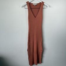 Forever 21 Contemporary Rust Ribbed Knit Midi Dress – Size Small, Side Slits