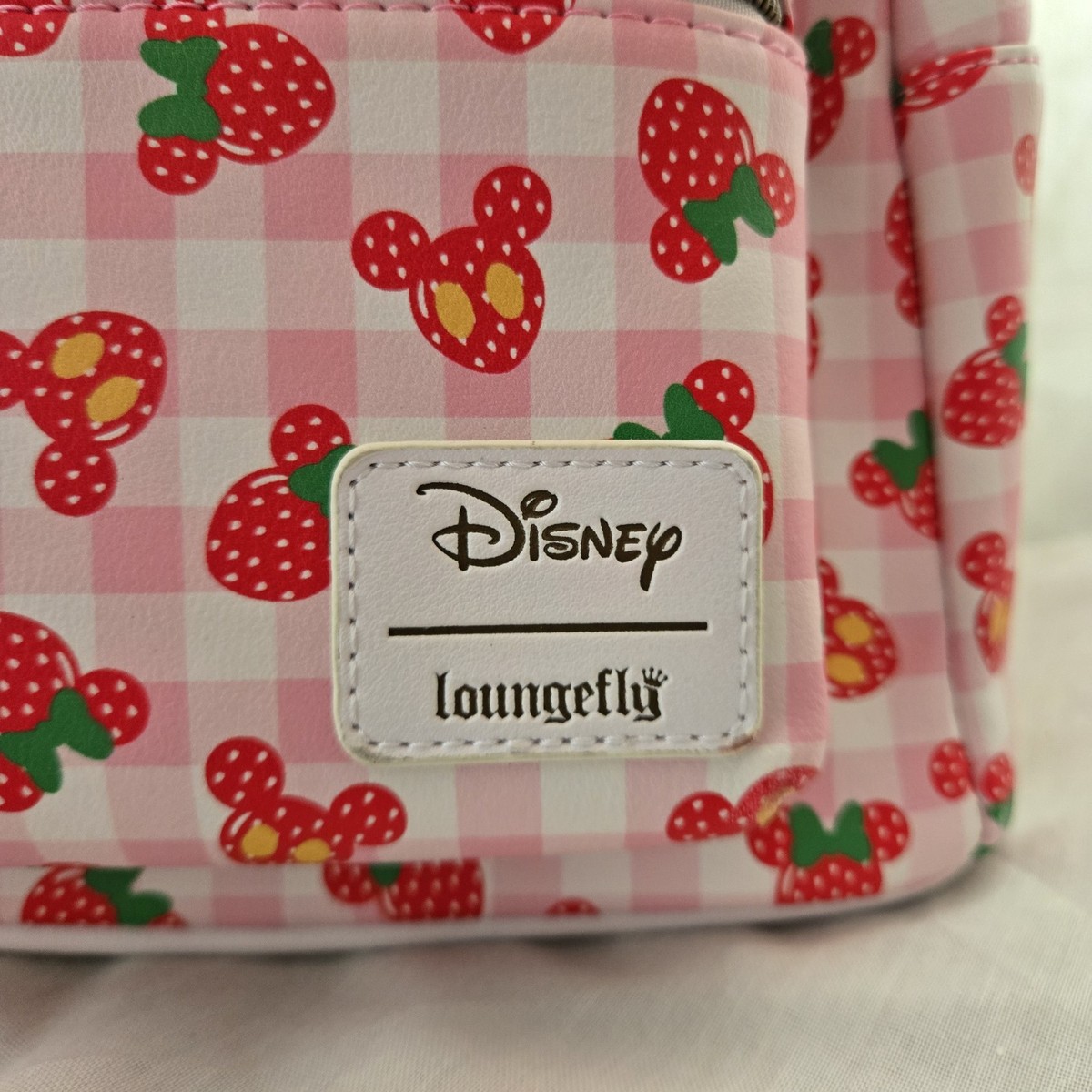 Loungefly x Disney Minnie Mouse Strawberry Gingham Mini Backpack Disney Minnie Mouse Cherry Blue Gingham | Mercari main image 2