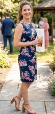 Tommy Hilfiger Women Black Floral Botanical Scuba Sheath Dress Sz P4 Sleeveless