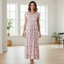 Vintage Sz M Dainty Coquette Short-Sleeve Maxi Dress