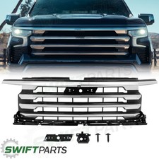 For 2022-2024 Silverado 1500 High Country Front Bumper Grille Grill Satin Chrome