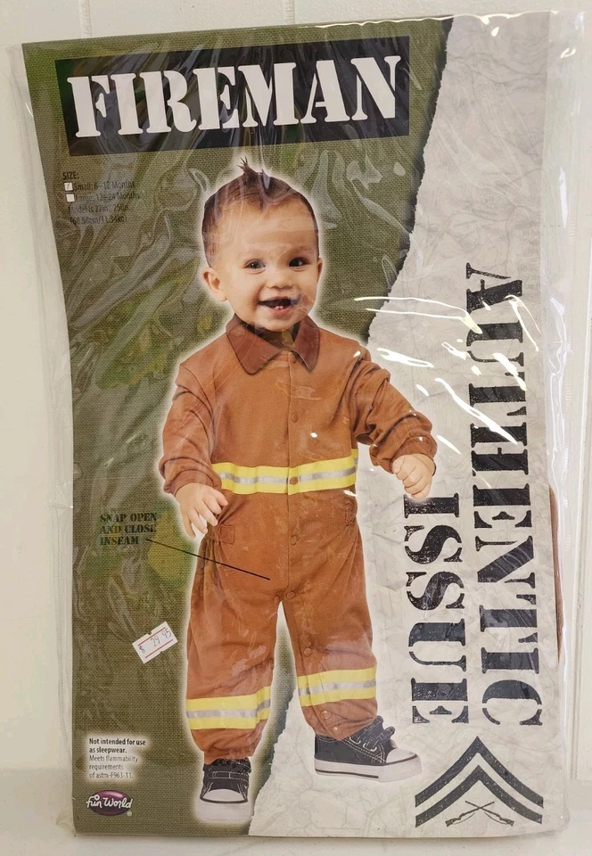 Fun World Fireman Infant Costume Jumpsuit 6-12 months B0031 - Image 2 of 4