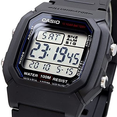 CASIO W-800H-1AV Herren Digitaluhr Schwarz Standard Wasserdicht Alarm Stoppuhr