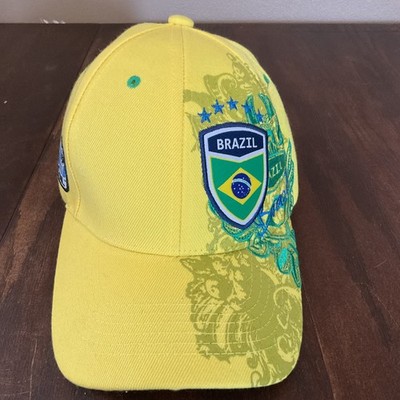 Brazil Gol Soccer Cap Hat Adult Adjustable Yellow 100% Acrylic