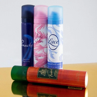 3 x 75ml Taylor of London White Satin, Tweed, Panache, Lace Perfumed body Spray