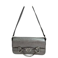 Vtg Y2K Guess Mini Bag Silver Croc Embossed C...
