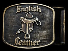 KE25154 VINTAGE 1970s  ENGLISH LEATHER  COLOGNE BRASSTONE BELT BUCKLE