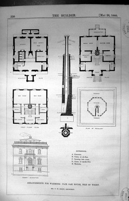 Old Print Fair Oak House Isle Wight Plan Stent Builder 1860 Architecture 19th