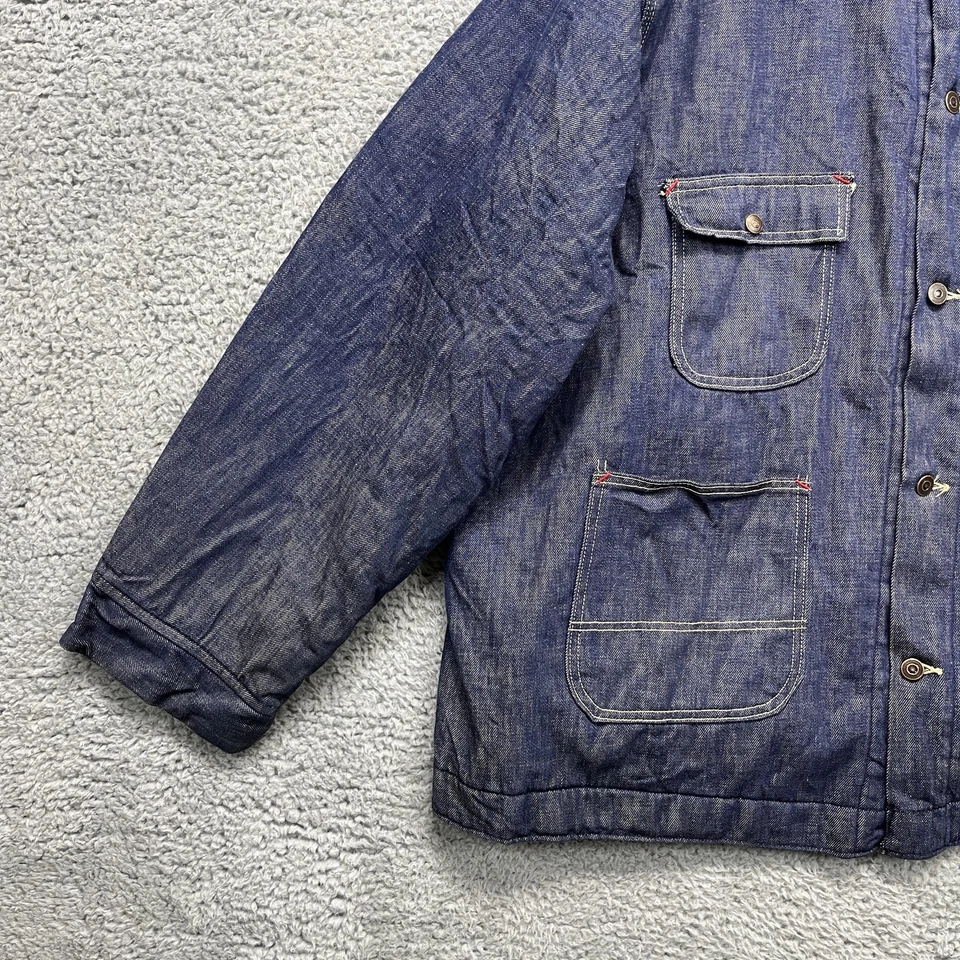 Chaqueta de Colección Sears Para Hombres 3XL Azul Denim Manta Forrada Tareas Abrigo Ropa de Trabajo Años 70 Foto 3 de 4