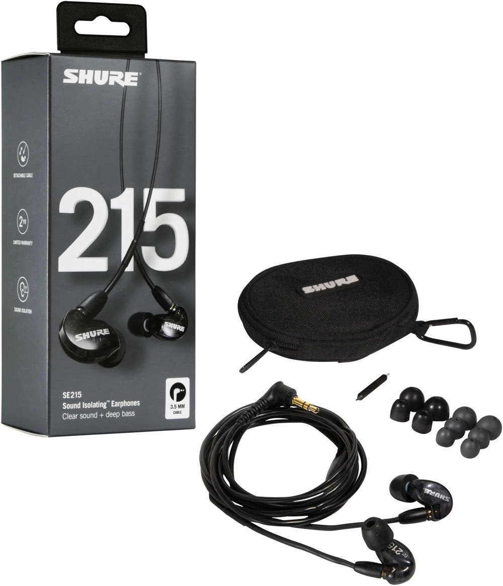 Shure SE215 Dynamic Microdriver Earphones Black
