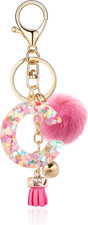 Resin Alphabet Initial Letter Keychain Keyring for Women Purse Handbags With Fur