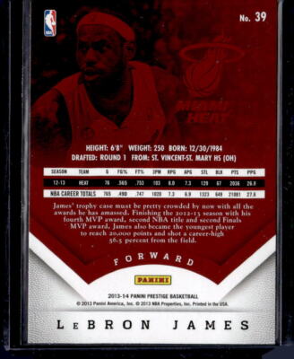 2013-14 Panini Prestige #39 LeBron James | eBay