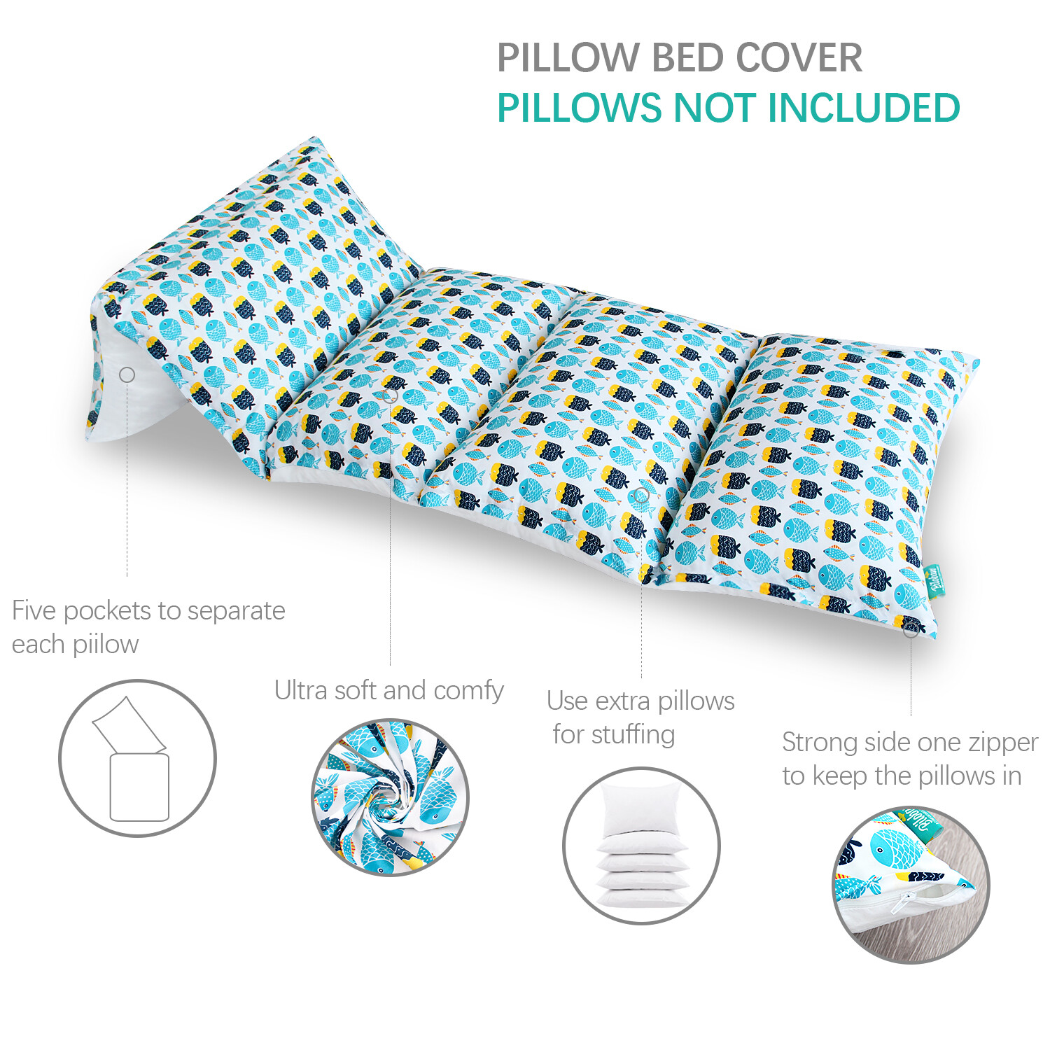 Kids Floor Pillow Lounger Cover Pillow Floor Bed Cover King/Queen Cover